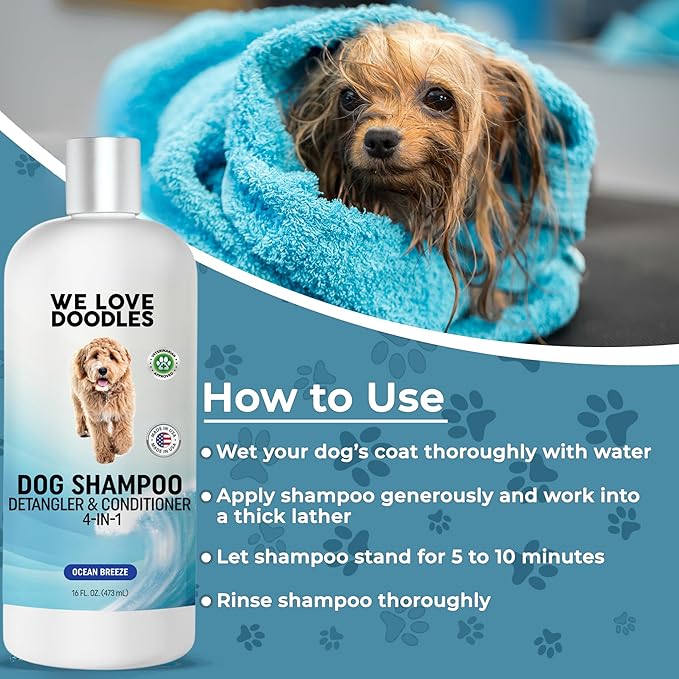 We Love Doodles Dog Shampoo & Dog Detangler Spray Pack - Pet Shampoo & Conditioner for Dogs, Doodle Detangler Spray, Cleans & Moisturizes, Reduces Tangles & Mats, Ocean Breeze, Total 32 oz