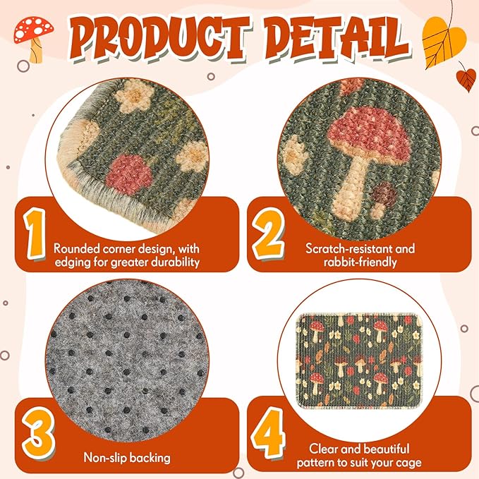 2 Pcs 16 x 12''Rabbit Scratch Mat Natural Bunny Scratching Pad Claws and Teeth Care Rabbit Mats for Cages Chew Toys Bunny Pet Cage Bedding for Biting Sleeping Nesting