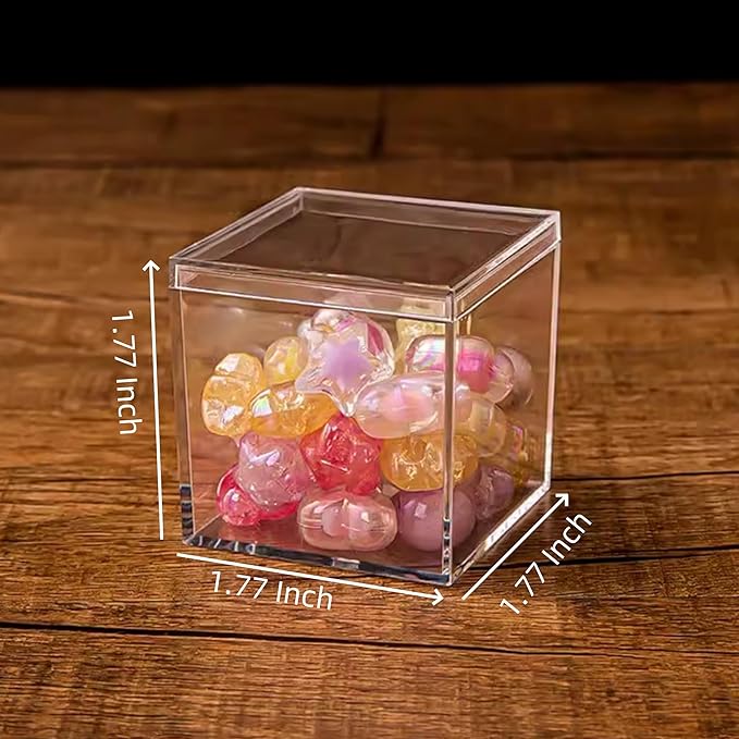 Small Acrylic Box Clear Acrylic Box with Lid 2 Pack Small Acrylic Boxes 1.77x1.77x1.77Inch/45X45X45mm Storage Boxes Jewelry Organizer Containers for Easter Party Favor