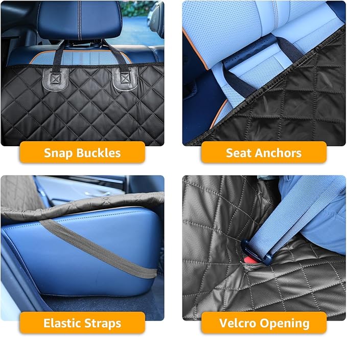 PETICON Waterproof Scratchproof Pet Bench Seat Covers for Cars, Trucks, SUVs, Nonslip Durable Back Seat Cover for Dogs, Washable Backseat Protection