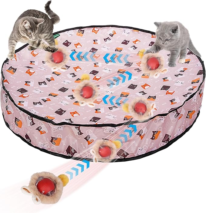 Interactive Cat Toy for Indoor Cats, Rechargeable Kitten Toy for Chasing and Hunting, Hide and Seek Mouse Catching Game with Automatic Motion-Activated Moving Ball