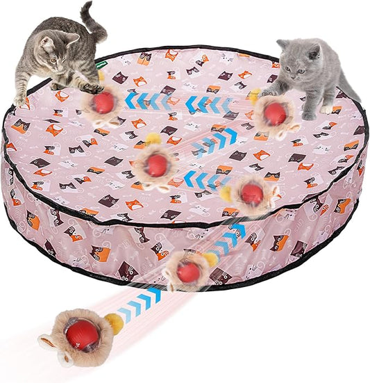 Interactive Cat Toy for Indoor Cats, Rechargeable Kitten Toy for Chasing and Hunting, Hide and Seek Mouse Catching Game with Automatic Motion-Activated Moving Ball