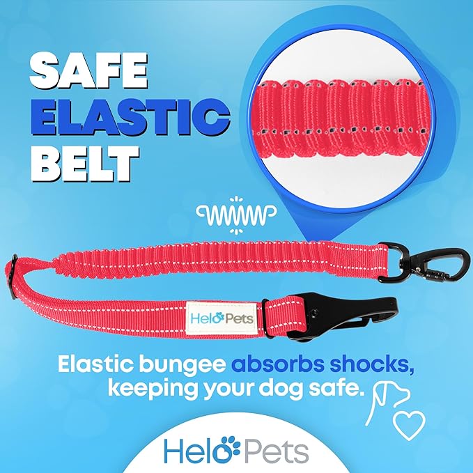 Dog Car Seat Belt 3-in-1 Adjustable Safety Seatbelt for Dogs in Car – Durable Extra Thick Nylon Webbing Bungee with Hook & Buckle Latch, Reflective Dog Harness (Pink).