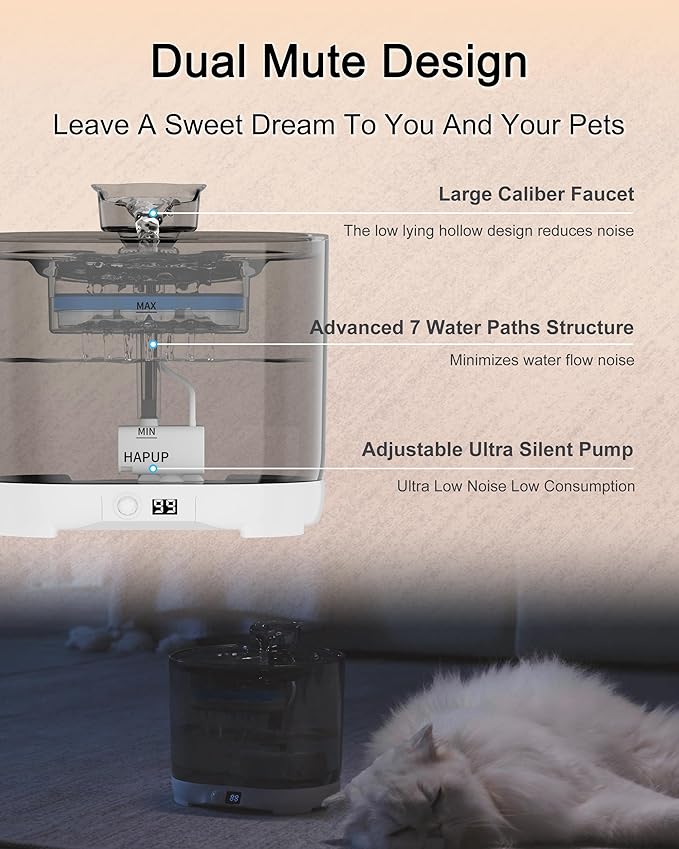 Battery Operated Cat Water Fountain Battery Operated Cat Fountain Cordless Pet Water Fountain for Cats Quiet Cat Fountains for Drinking with Sensor 73OZ by Charging Base Filters