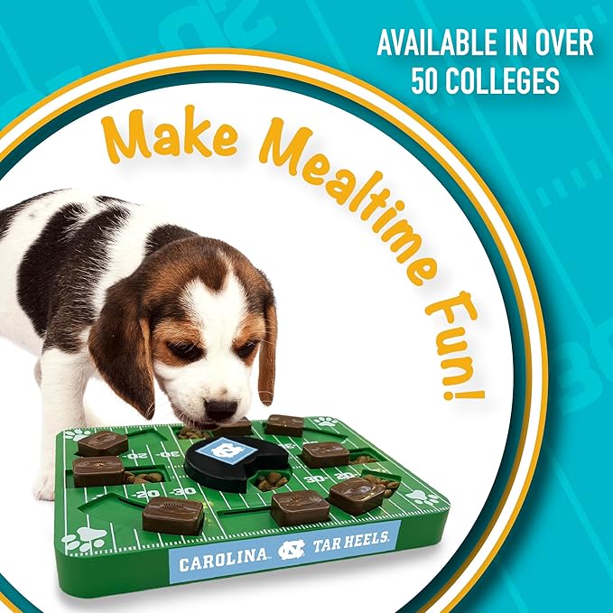 NCAA Puzzle Toy Slow Feeder, Puzzle Treat Dog Toy, Interactive Dog Treat Toy, Dog Puzzle Feeding Slow Toy (North Carolina Tarheels)