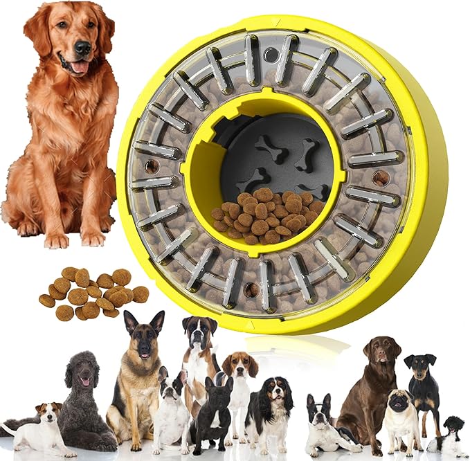 Awesome Puzzle Slow Feeder Dog Bowl; Prevents & Relieves Anxiety & Boredom! Better Digestion Leads to a Happier & Healthier Pet. Wonderful Enrichment Puzzle