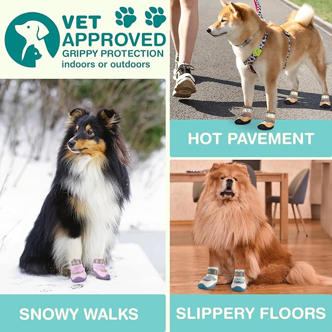 Dog Shoes for Small Dogs, Medium Dog Boots & Paw Protectors for Winter Snow, Waterproof Dog Booties for Hot Pavement, Hardwood Floors, for Rainy Black Size 1