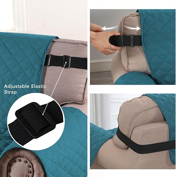 H.VERSAILTEX Reversible Couch Cover Sofa Cover for 3 Cushion Couch Water Resistant Dog Couch Protector Furniture Covers for Pets Non Slip Sofa Couch Cover with Elastic Strap(Sofa, Dark Teal/Beige)