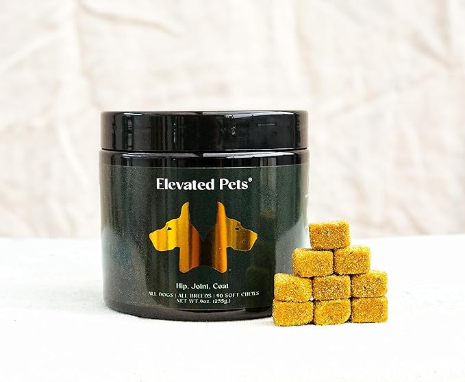 Ultra-Healthy Omega 3 Fish Oil Treats w/ MSM, Glucosamine, Chondroitin, EPA/DHA for Dogs: Elevated Pets Fish Oil, Turmeric & Joint Supplement + Allergy Chews - Ultimate Dog Vitamin Supplement