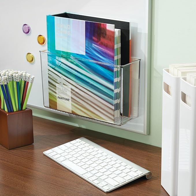 iDesign AFFIXX Plastic Wall Mount Organizer for Kitchen Bathroom, Office, Bedroom, Garage, Craft Room, 3.5" x 11" x 6.5", Clear