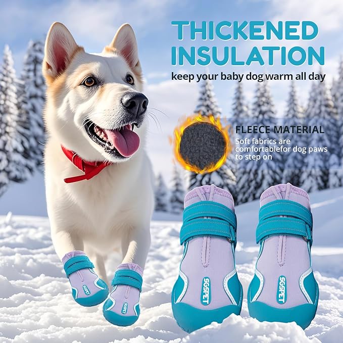 Dog Shoes, Waterproof Dog Booties Paw Protector for Hot Pavement, Snowy Day, Outdoor Walking Skip-Proof Dog Shoes Blue 2.8in L