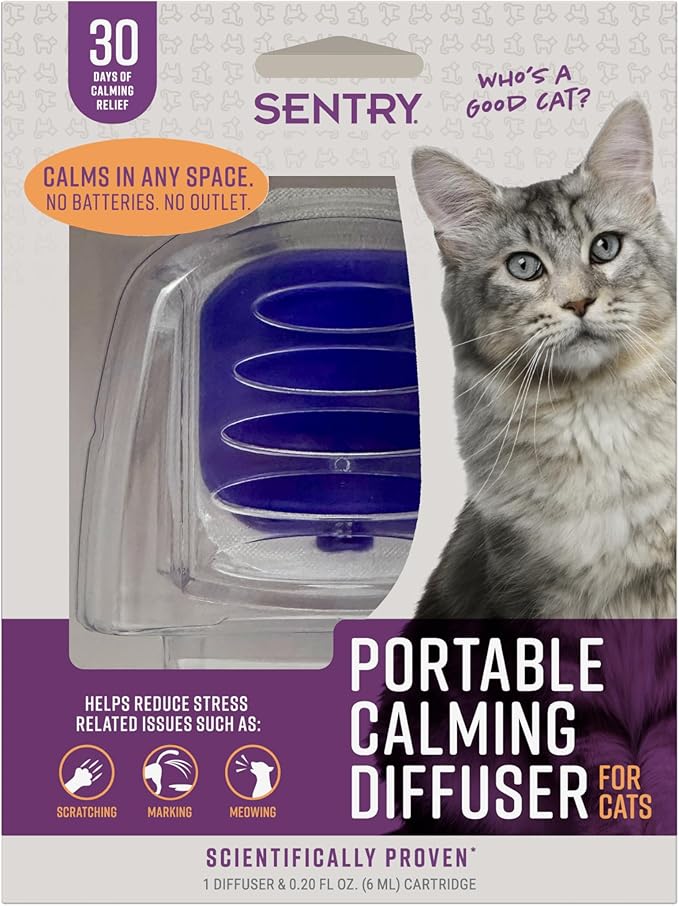 Sentry Behavior Portable Calming Diffuser for Cats, Reduces Stress and Bad Behavior with Calming Pheromones, Easy-to-use Portable Design, 30 Day Release