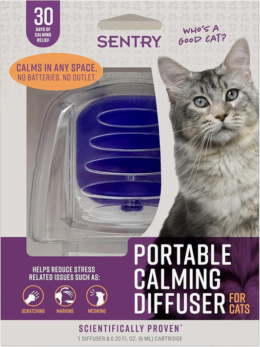 Sentry Behavior Portable Calming Diffuser for Cats, Reduces Stress and Bad Behavior with Calming Pheromones, Easy-to-use Portable Design, 30 Day Release