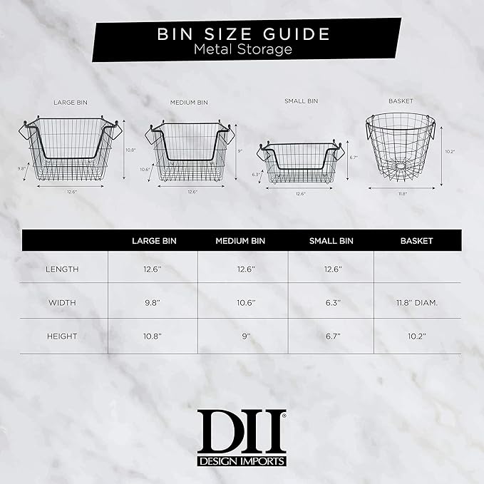 DII Metal Wire Mesh Stackable Utility Storage Bin, Large Rectangle, 13x10x11", Bronze