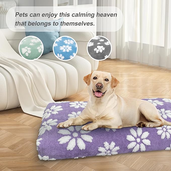 Dog Beds for Small Medium Dogs, Cute Thick Dog Bed for Crate Kennel, Fluffy Pet Bed with Removable Washable Cover and Anti-Slip Bottom, 30"x 20", Purple Flower