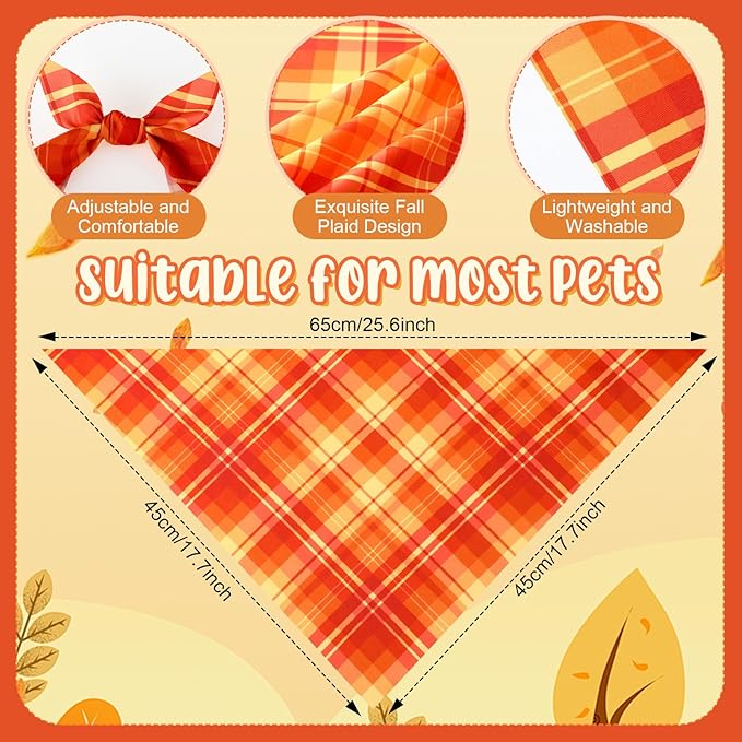 Abbylike 200 Pcs Thanksgiving Dog Bandanas Bulk Plaid Bandanas for Dogs Triangle Kerchief Bib Scarf Sets for Pets Cats Fall Costume Photo Props Accessories Pet Shops Groomers Services, 25 Styles
