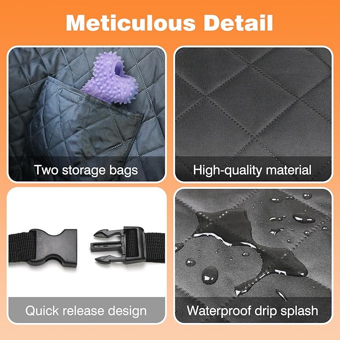 Car Dog Cover Back Seat – 100% Waterproof Heavy Duty 600D Oxford Fabric Dog Hammock for Car, Scratch-Proof & Nonslip Back Seat Cover, Multi-use Pet Seat Cover for Cars, Trucks & SUVs