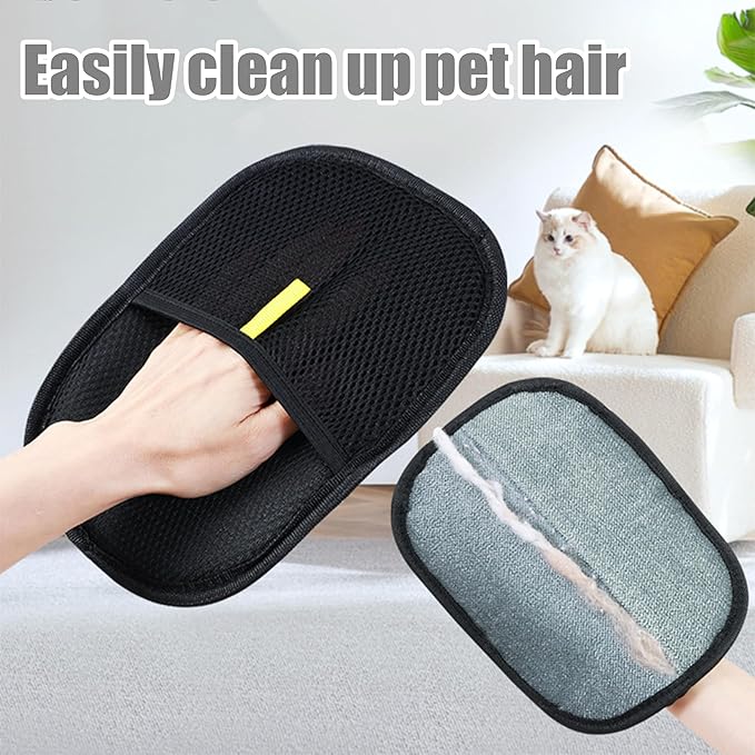 EKoo Pet Hair Remover Glove-Reusable Pet Grooming Glove Electrostatic Pet Hair Removal Gloves for Removing Cat & Dog Hair from Furniture, Car Seats, Bedding, Carpets, and Clothes