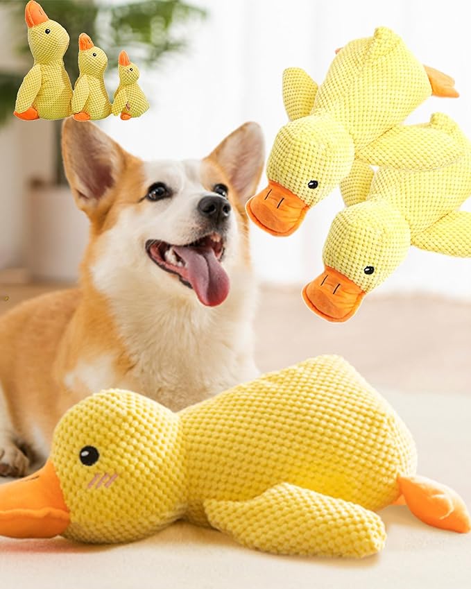 Calming Duck Toy For Dogs, Yellow Duck Dog Toy, Durable Interactive Dog Toy With Quack Sound For Puppy Keep Busy, Indestructible Dogs Emotional Support Duck For Small Large Dogs (2PC(12.6*11.02 In))