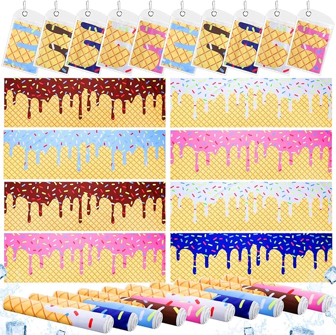 Breling 20 Set Baseball Cream Drip Cooling Towels with Bags 40 x12 Ice Cooling Towels Microfiber Sweat Sport Rags Absorbent Chilly Wash Cloth for Hot Weather Workout Yoga Gym Coach Sport Party Favors