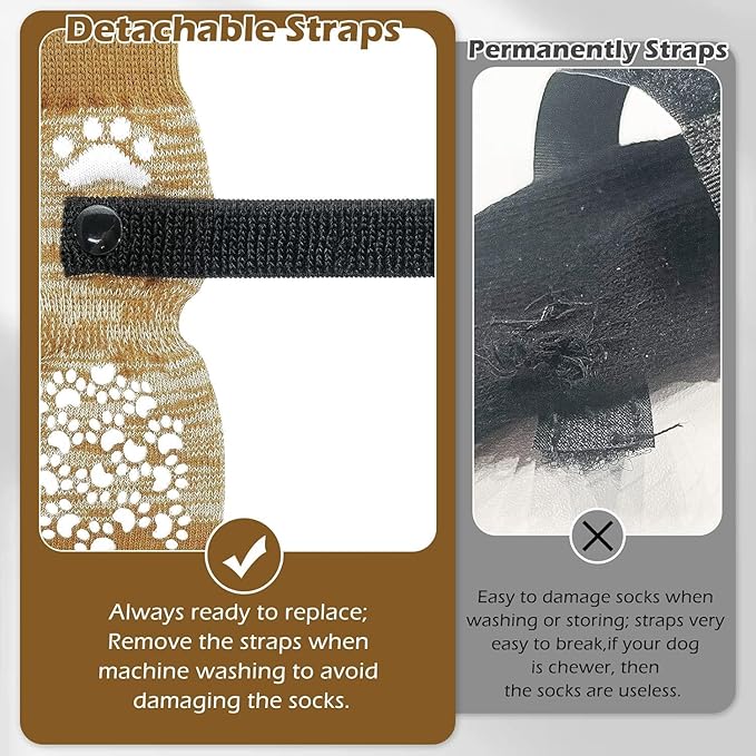 EXPAWLORER 6PCS Anti-Slip Dog Socks to Prevent Licking Paws,Dog Shoes for Hot Pavement,Best Paw Protector Traction Control on Hardwood Floor,Dog Booties for Puppy Small Medium Large Senior Dogs
