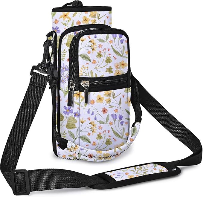 AUPET Water Bottle Sling Bag Sleeve Holder Carrier 25/32/40/64 oz,Insulated Crossbody Water Bottle Case Cover with Strap and Pockets for Men/Women Walking Hiking