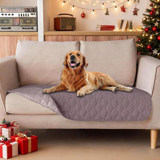 gogobunny 100% Double Sided Waterproof Dog Blanket Soft Pet Bed Cover Reversible Protect Furniture Couch Sofa Car for Puppy Large Dog Cat (Dark Sea Fog/Light Sea Fog, 32x53 Inch (Pack of 1))
