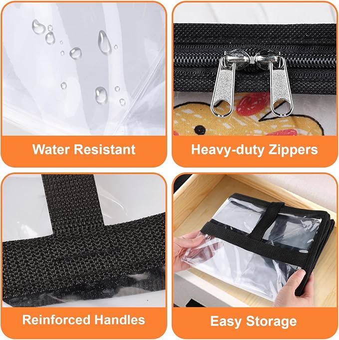 Clear Storage Bags, 4 Pack Under Bed Storage and Closet Organizers Containers, 40L Foldable Moving & Packing Bags with Zippers for Comforter, Bedding, Duvet, Blanket & Toy Storage