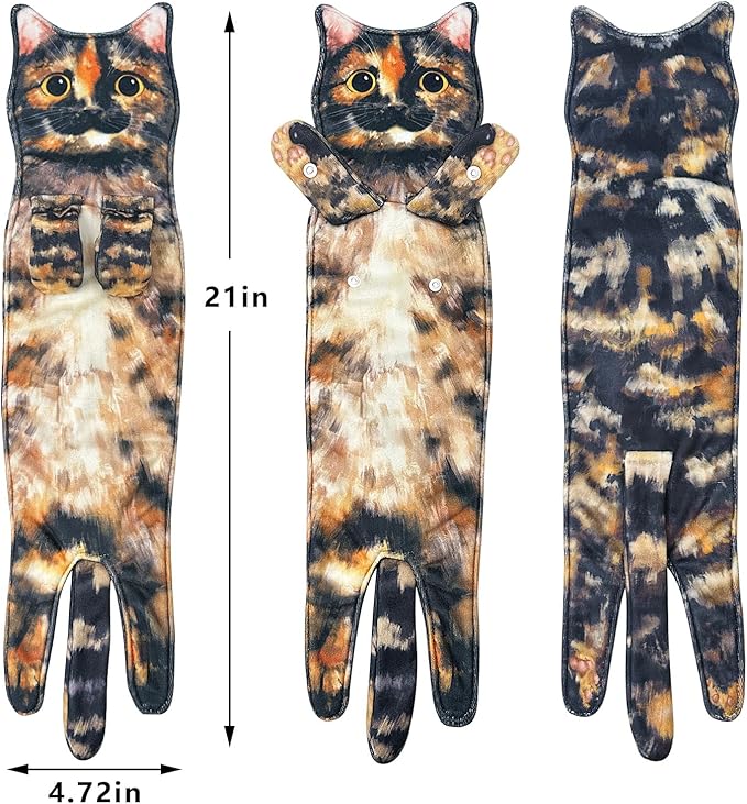 PAT JUUMG Funny Cat Hand Towels for Bathroom Kitchen Decor, Cute Decorative Hanging Face Towels,Super Absorbent Soft, Housewarming Gift, Cat Lovers Gifts for Women