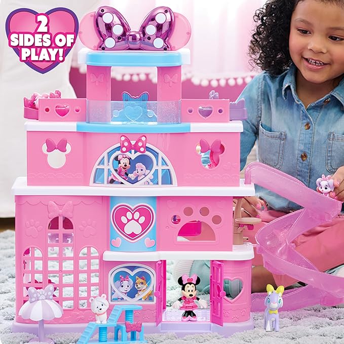 Disney Jr. Minnie Mouse Pet Hotel Playset, 20 Inch Playset, 25 Pieces Included, Ages 3 and Up, Kids Toys for Ages 3 Up by Just Play