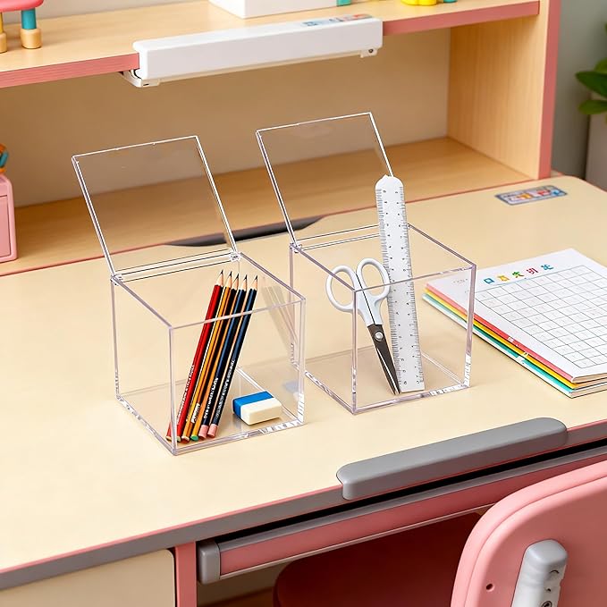 KissYou Acrylic Box with Lid Clear Square Cube Face Towel Storage Box Desk Organizers Aesthetic Hair Accessories Gift Box