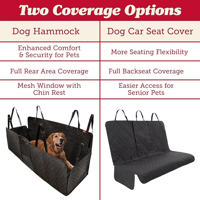 Lusso Gear Dog Car Seat Cover - Waterproof Non-Slip Car Back Seat Protector - Rear Car Seat Cover for Dogs - Universal Fit for Sedans Trucks SUVs - Scratchproof Backseat Car Cover - Machine Washable