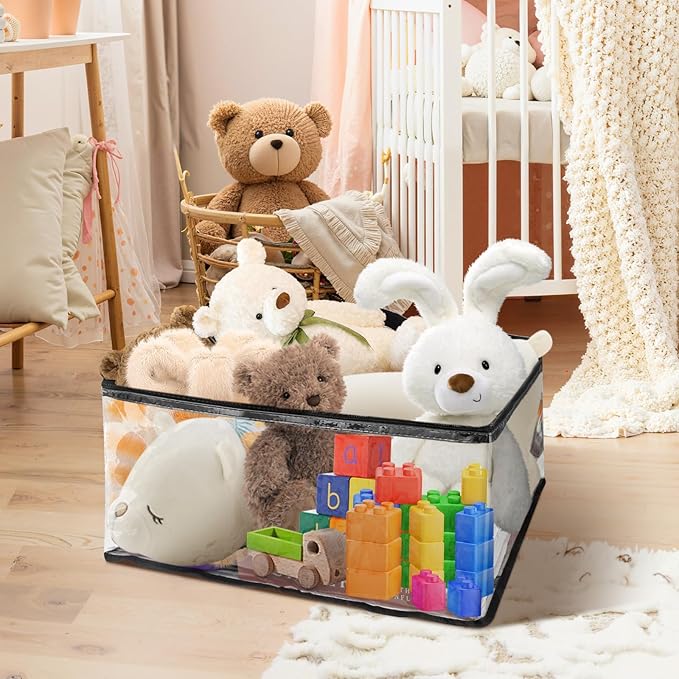 8Pack Clear Blanket Storage Bags, Vinyl Comforter Clothes Storage Closet Organizers and Storage Containers Moving Bags with Reinforced Handle for Bedding, Clothing, Comforters, Pillows, Toys,90L