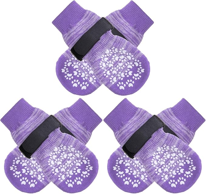 EXPAWLORER 6PCS Anti-Slip Dog Socks to Prevent Licking Paws,Dog Shoes for Hot Pavement,Best Paw Protector Traction Control on Hardwood Floor,Dog Booties for Puppy Small Medium Large Senior Dogs