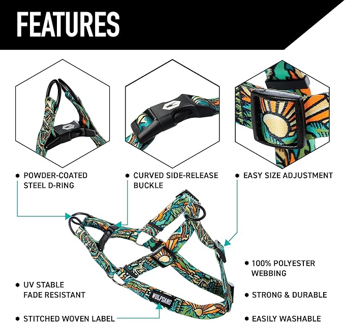 Wolfgang Heavy Duty Adjustable Dog Harness, Pull-Tested to Over 800 lbs for Walking & Training, WildWolf Print, X-Large