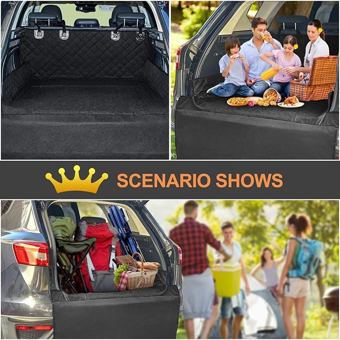 SUV Cargo Liner for Dogs - Quilted Waterproof Trunk Seat Cover with Bumper Flap Protector - Universal Fit for Large Size Cars, Jeeps, Trucks, Sedans, and Vans Washable