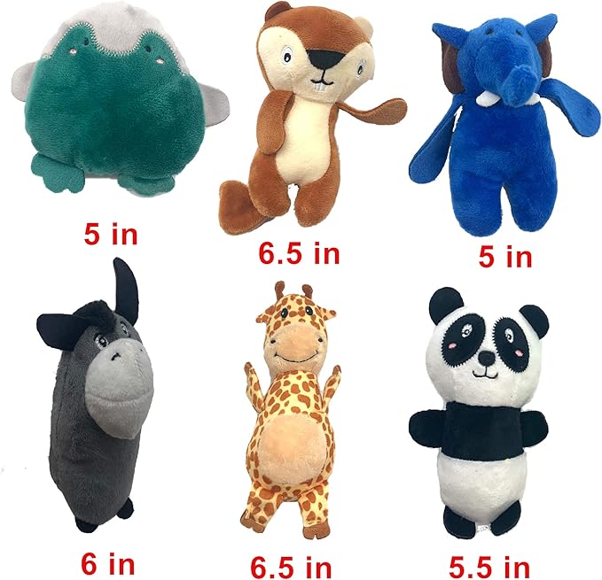 Jalousie 12 Pack Plush Animal Dog Toy, Premium Squeaky Chew Toys for Small Medium Dogs, Stuffed Puppy Toys for Pets - Dental Cleaning & Stress Relief