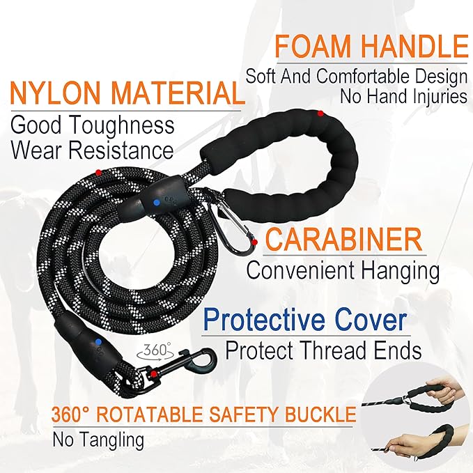 Dog Training Starter Kit for Beginners, 5-Piece Puppy Training Set with Reflective Leash, Clicker, Adjustable Whistle, Collapsible Slow Feeder Bowl and Poop Bag Holder, New Dog Owner Essentials