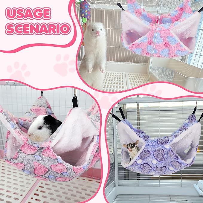 3 Pcs Guinea Pig Hammock, Rat Ferret Hamster Hanging Hammock Guinea Pig Accessories for Small Animals Chinchilla Parrot Sugar Glider Ferret Squirrel (11"×11")