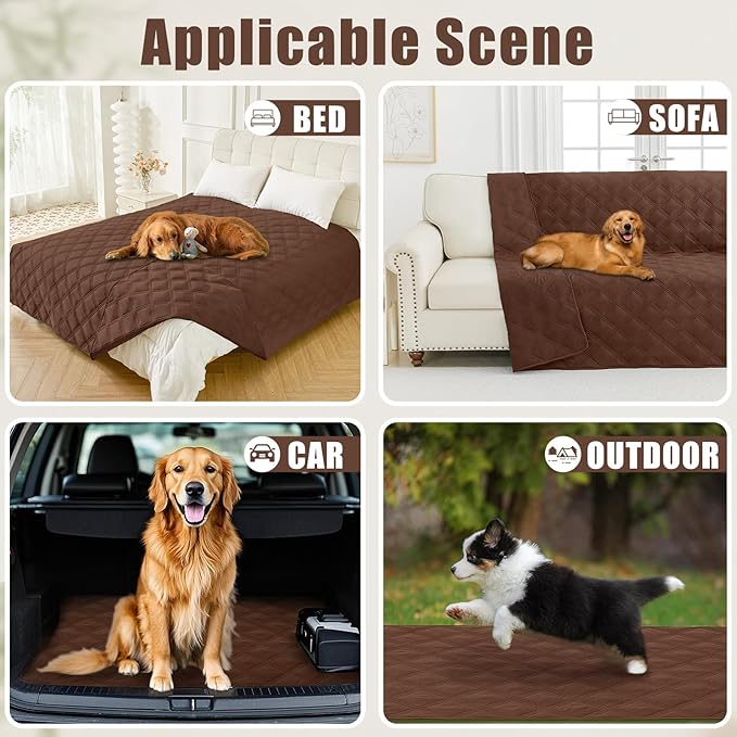 Smiry Waterproof Dog Bed Cover Blanket 52x82, Soft Reversible Pet Blanket, Washable Leakproof Cats Dogs Couch Cover for Sofa, Couch, Furniture, Lattice, Brown/Brown