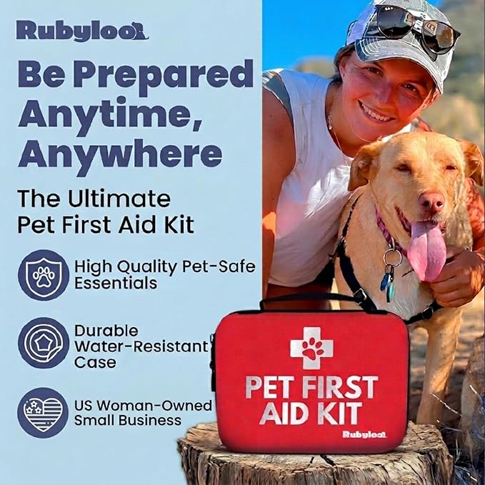 Dog First Aid Kit 2-Pack – Vet-Approved Pet First Aid Supplies for Dogs & Cats in Emergencies – Pet First Aid Guide, Tick Remover, Slip Leash & Medical Essentials for Home, Camping, Car, Travel