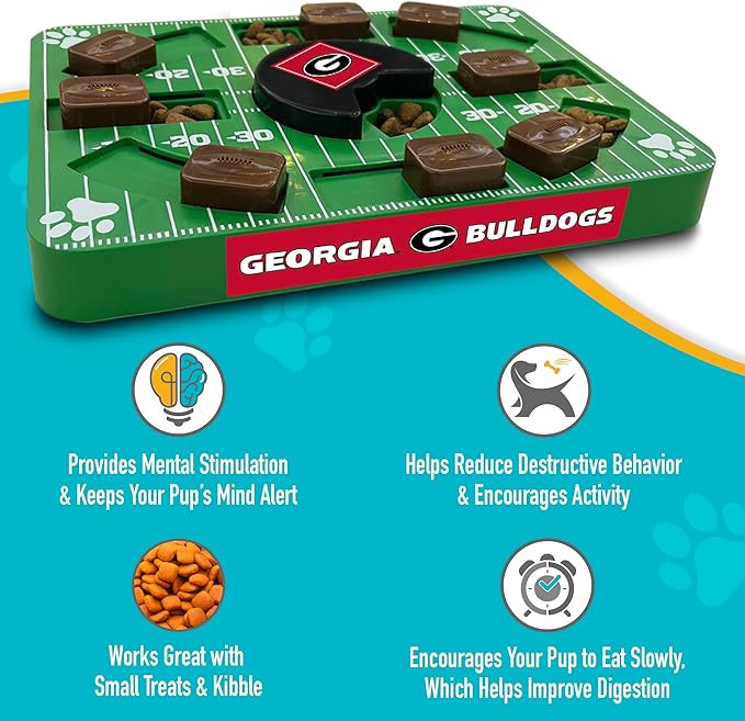 Pets First NCAA Georgia Bulldogs Puzzle Toy, Puzzle Treat Dog Toy, Interactive Dog Treat Toy, Dog Puzzle Fedding Slow Toy