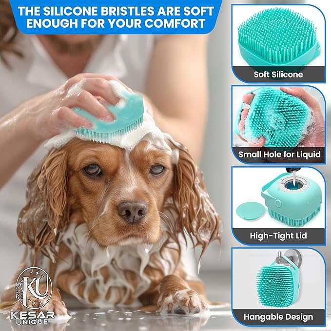 8PCS Pet Grooming & Shower Kit for Dogs & Cats| Dog Shampoo Brush with Silicone Dog Washing Gloves,Dog Bath Brush for Deshedding,Puppy & Dog Bathing Supplies(Short & Long Hair)