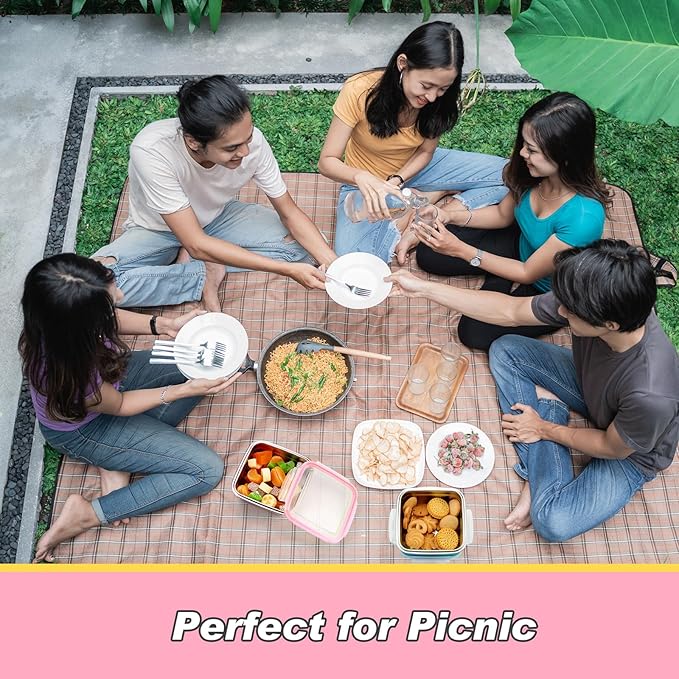 4 Pack Stainless Steel Sandwich Containers with Lids 25.4 oz Metal Food Container for Lunch Boxes with Airtight Silicone Seal for Sandwiches and Snacks(Pink)