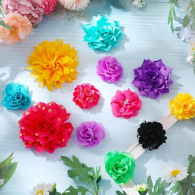 Saintrygo 42 Pcs Dog Collar Flowers Bow Accessories Bulk Multi Color Dog Floral Charms Bow Tie Pet Flower Bows for Small Medium Large Puppy Cat Grooming Easter Wedding Birthday Parties(Fresh Colors)