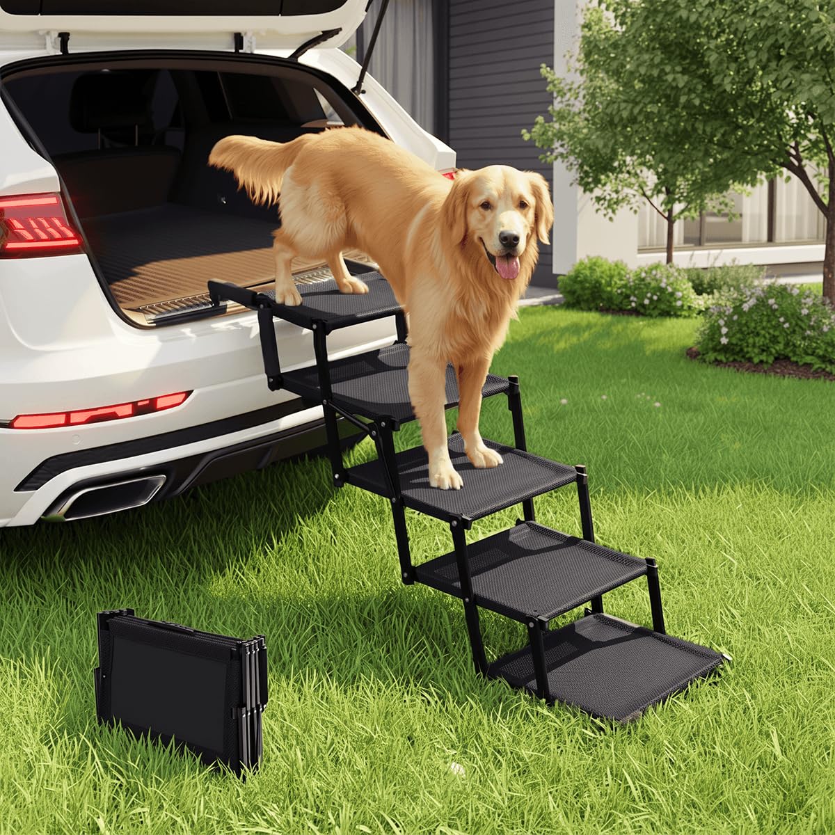Foldable Dog Stairs for Large Dogs - Extra Wide Pet Ramp - Image 1