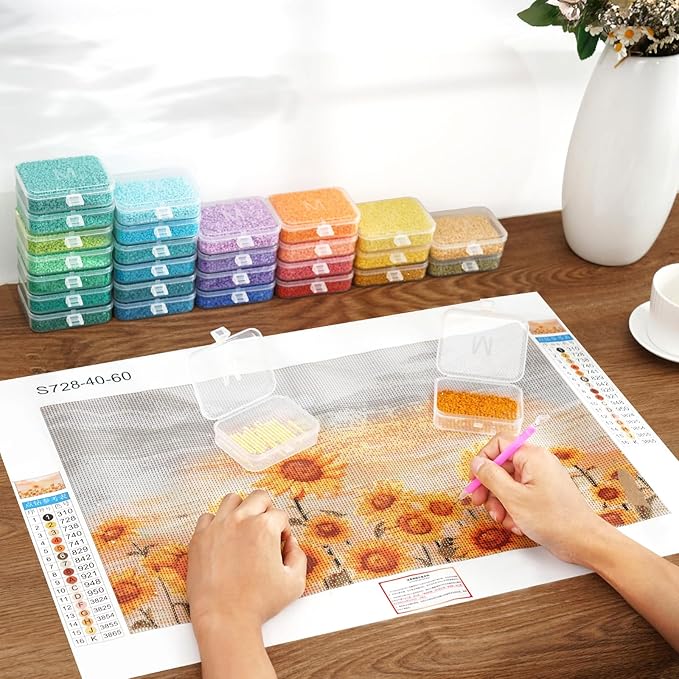 50pcs Diamond Painting Trays with Lids - Thickened Diamond Art Storage Containers, Stackable Diamond Art Trays, Painting Organizer Accessories for 5D Art Beads Storage & Line-Up
