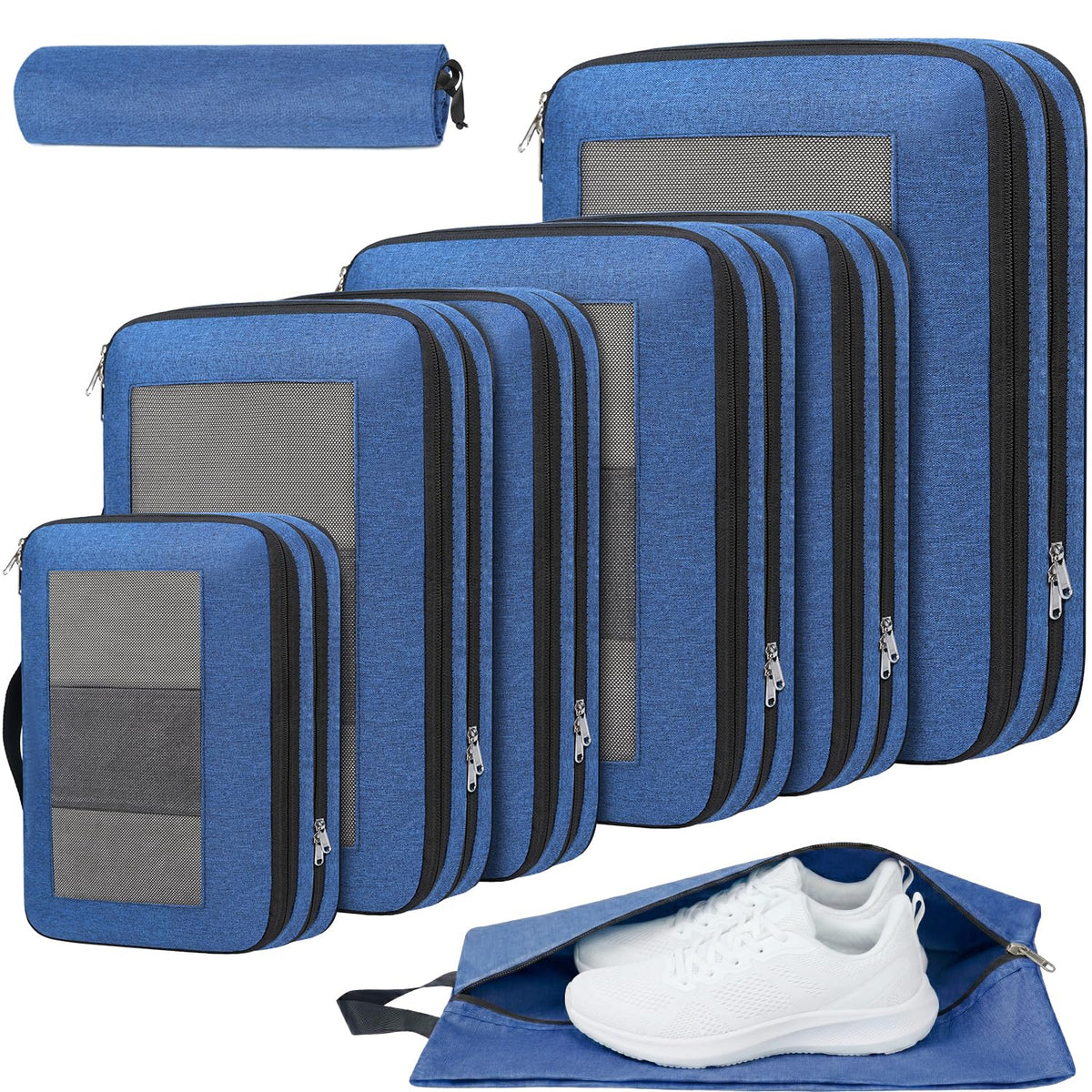 Compression Packing Cubes for Travel, Lightweight Vacation Travel Essentials, Travel Accessories for Suitcase Organizer Bags Set, Durable Luggage Organizer