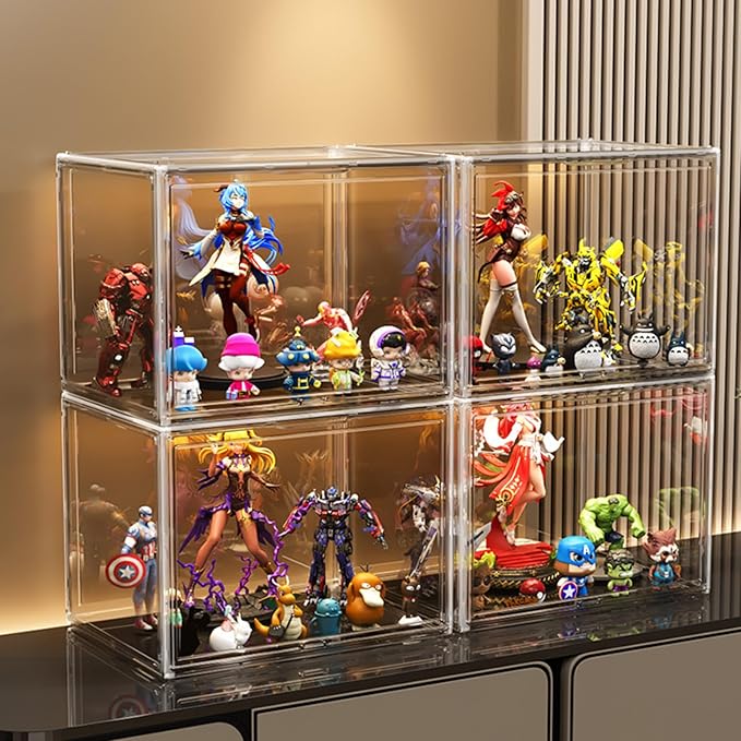 Clear Plastic Stackable Storage Bins, Clear Shoe Box, Dustproof Book & Cosmetic Display Cases, Large Figures Collectibles Showcase, Shoe Storage Boxes, Bag Organizer (1, Transparent-1 Pack)