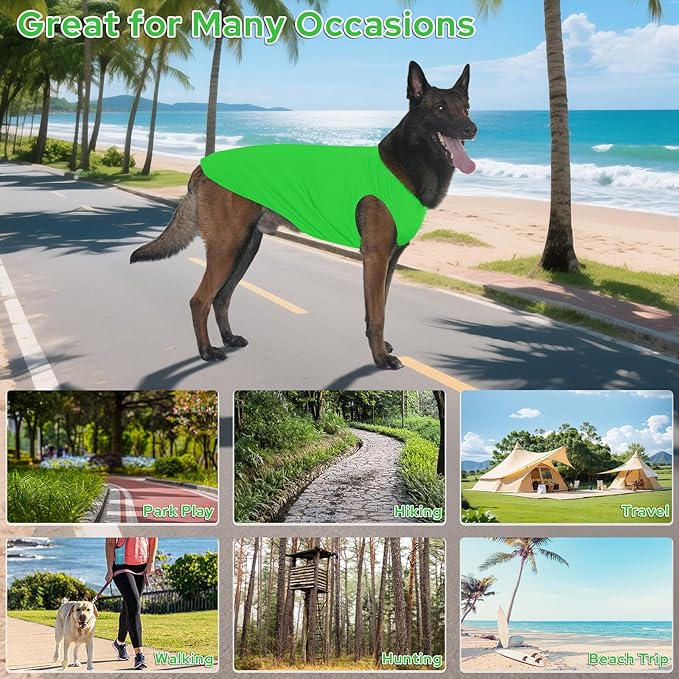 2 Pack Dog Cooling Shirts, Ice Pet Vest Dog Clothes for Instant Cooling, Lightweight Breathable Sleeveless T-Shirts for Large Dogs, Bright Red+Fresh Green (XL)